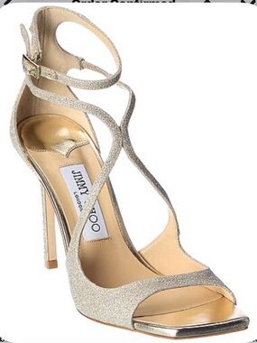 Jimmy Choo 95 Glitter Strappy Stiletto Sandals